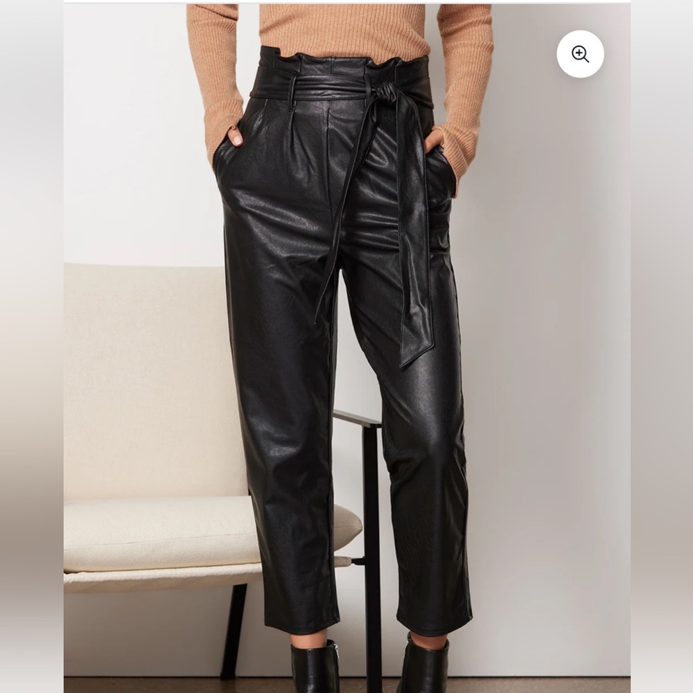 Commando faux leather pants. tie belt and tapered leg
